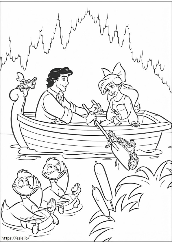 Ariel And Eric Sailing coloring page