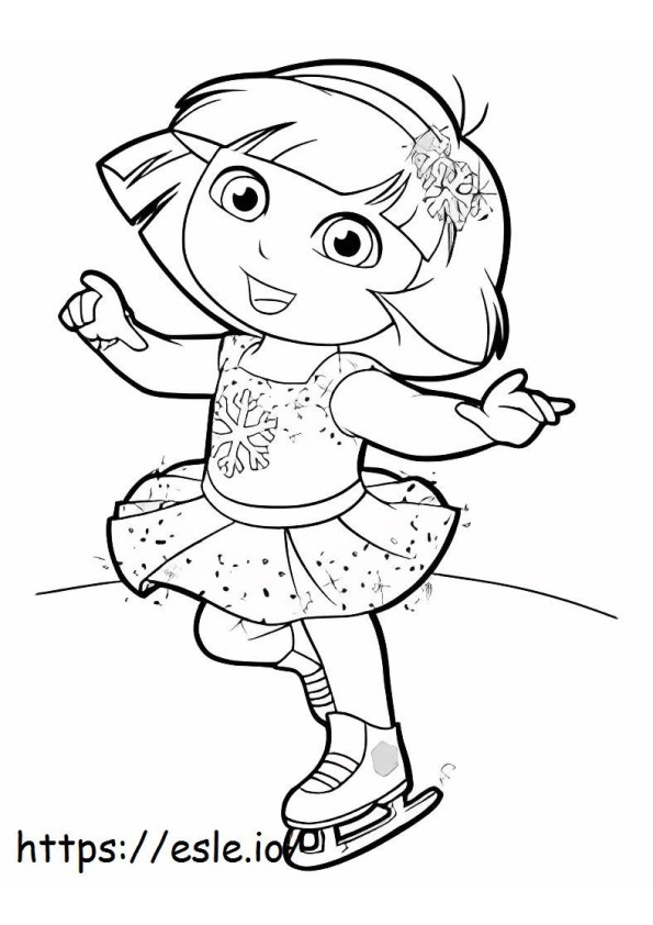 Coloriage Dora jouant au patinage sur glace à imprimer dessin