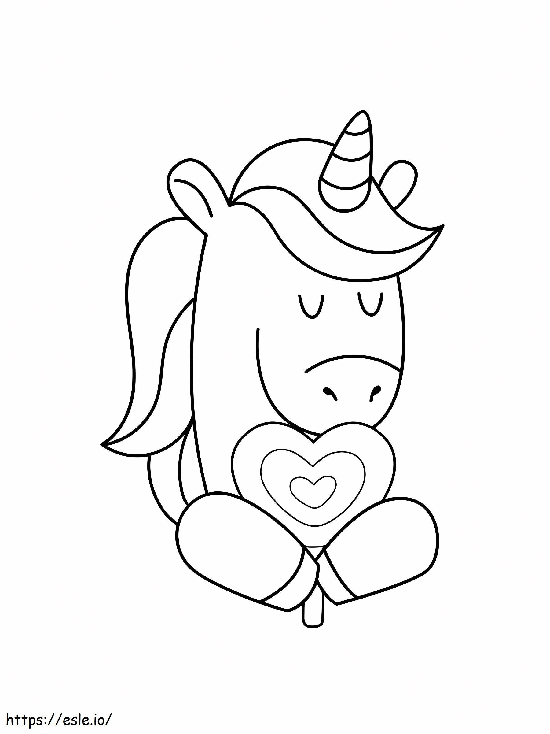 Unicorn Sitting Kawaii coloring page