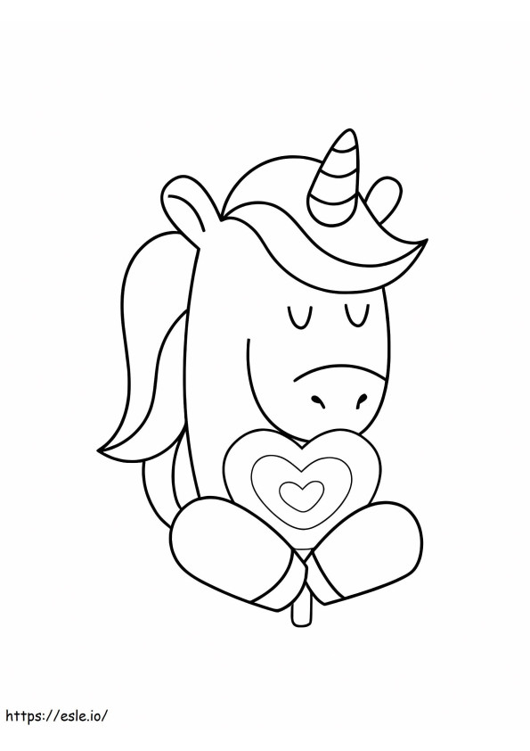 Unicorn Sitting Kawaii coloring page
