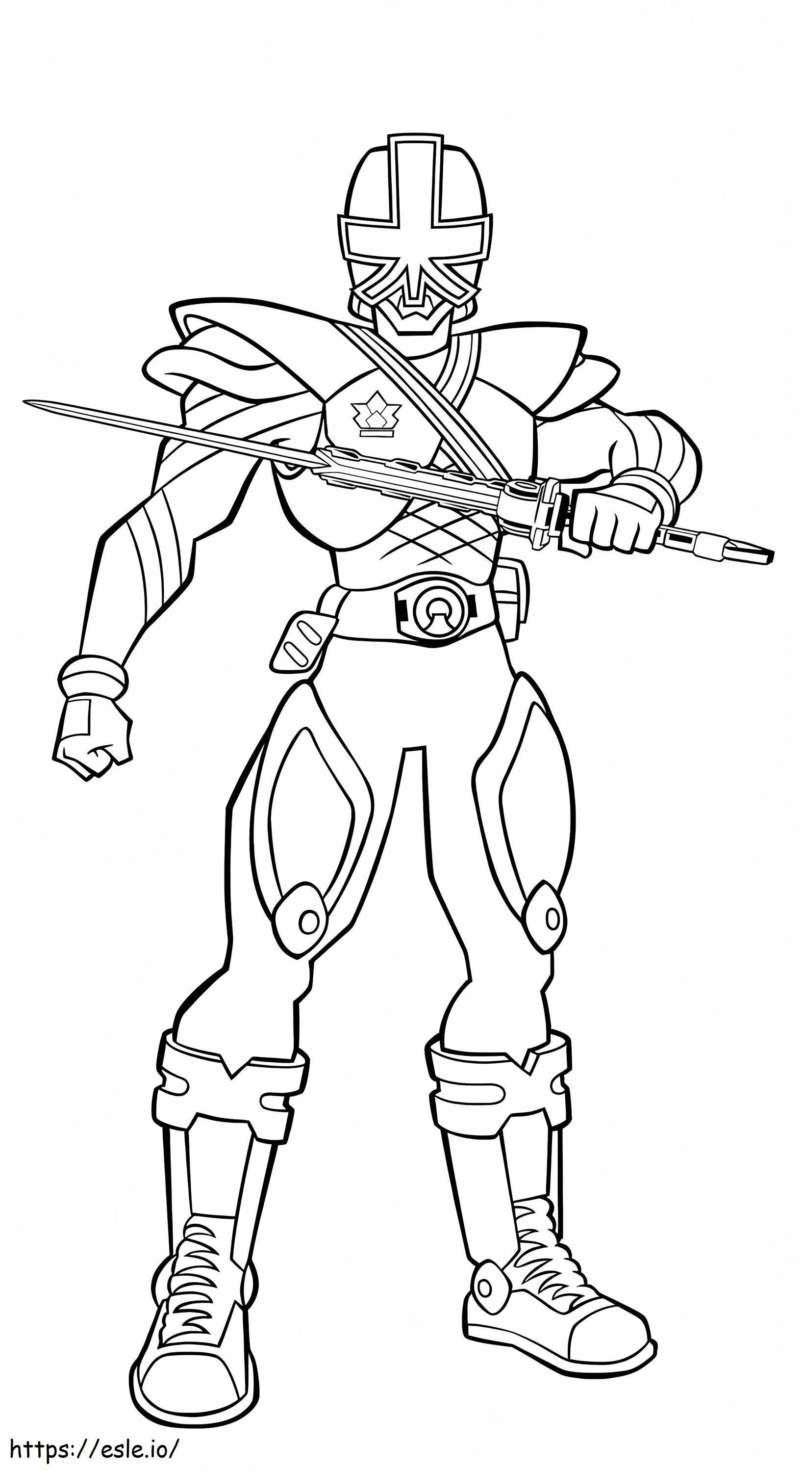 Power Ranger Samurai Con Espada coloring page