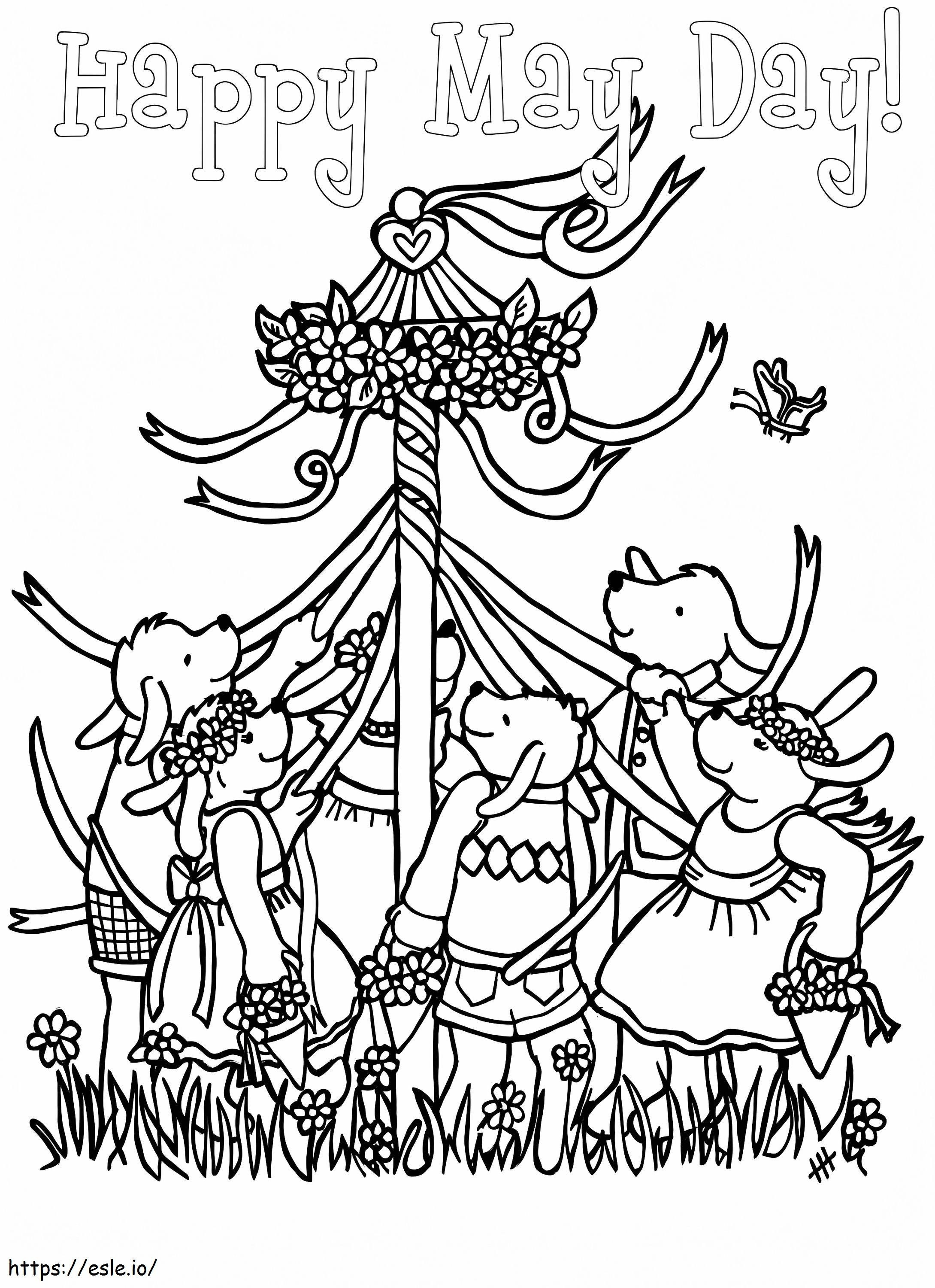 Animals May Day coloring page