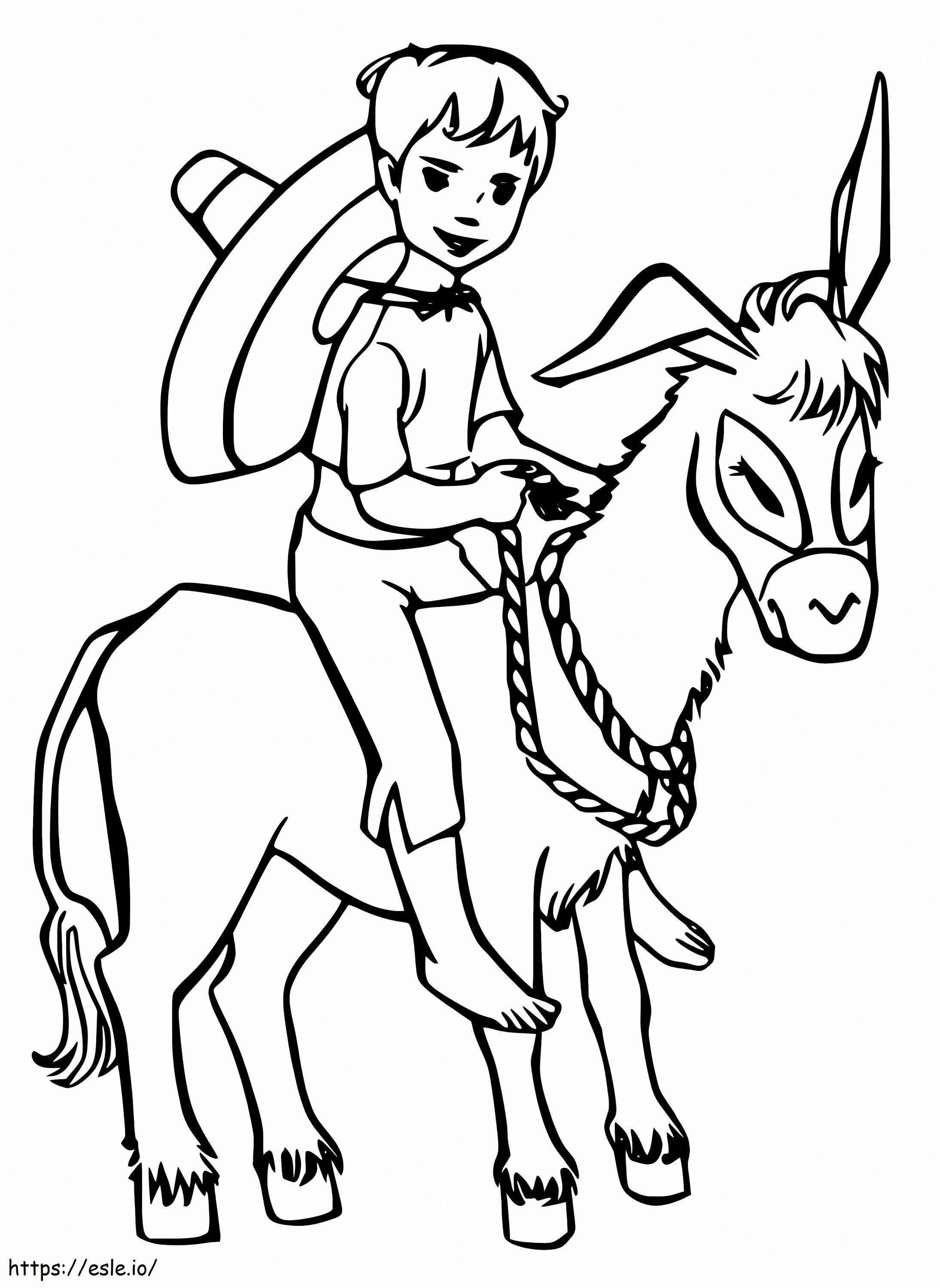Little Girl Riding Mule coloring page
