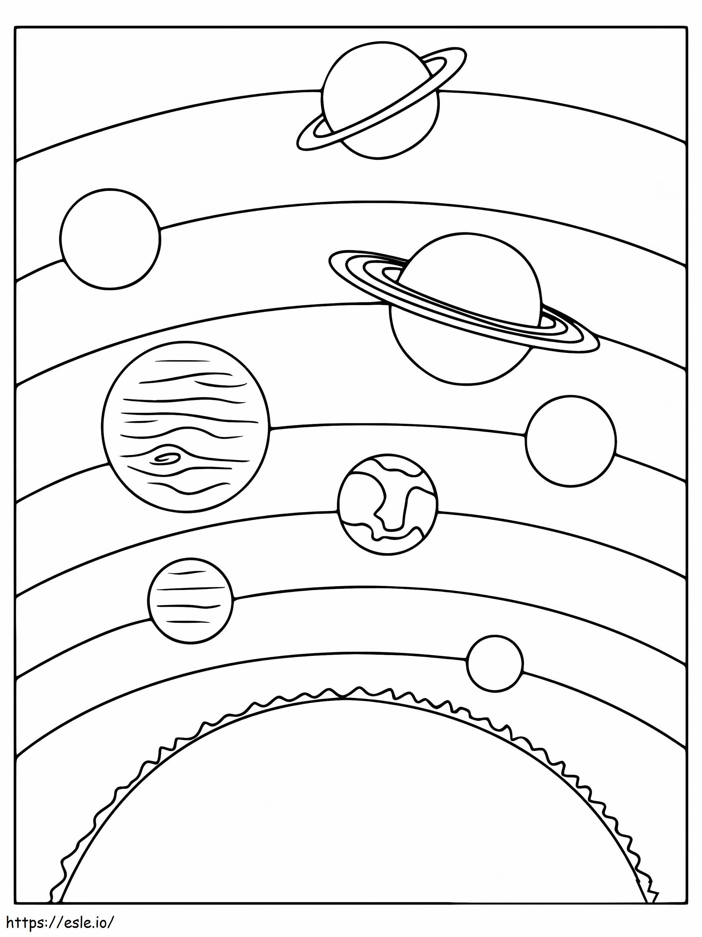 シンプルな太陽系 ぬりえ - 塗り絵