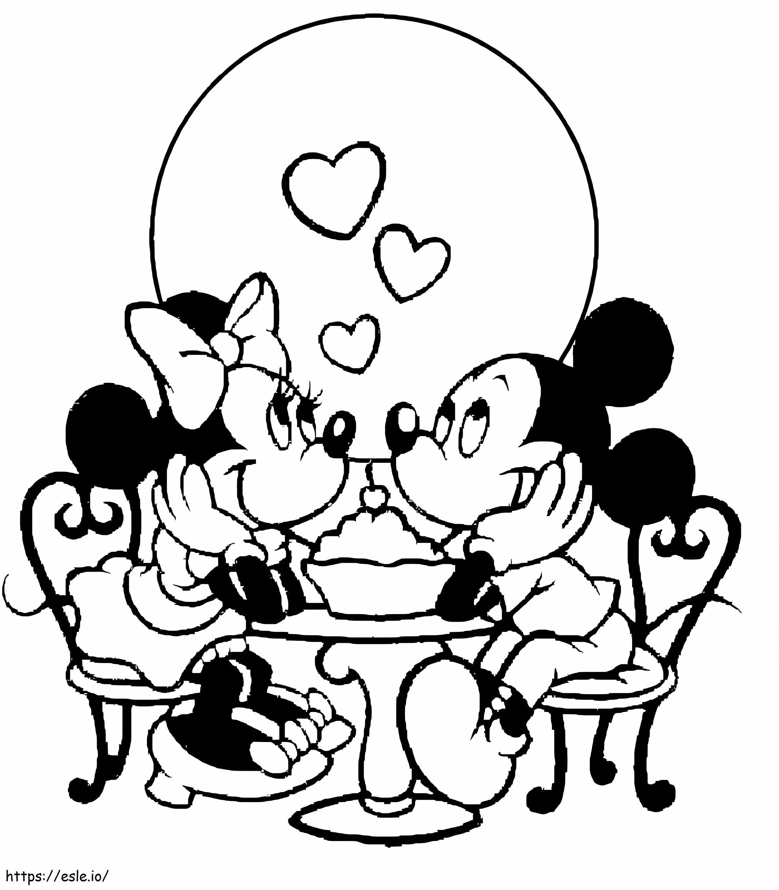 Mickey y Minnie enamorados para colorear