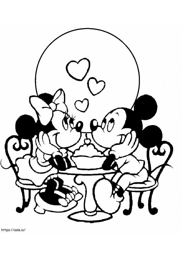 Zakochani Mickey i Minnie kolorowanka