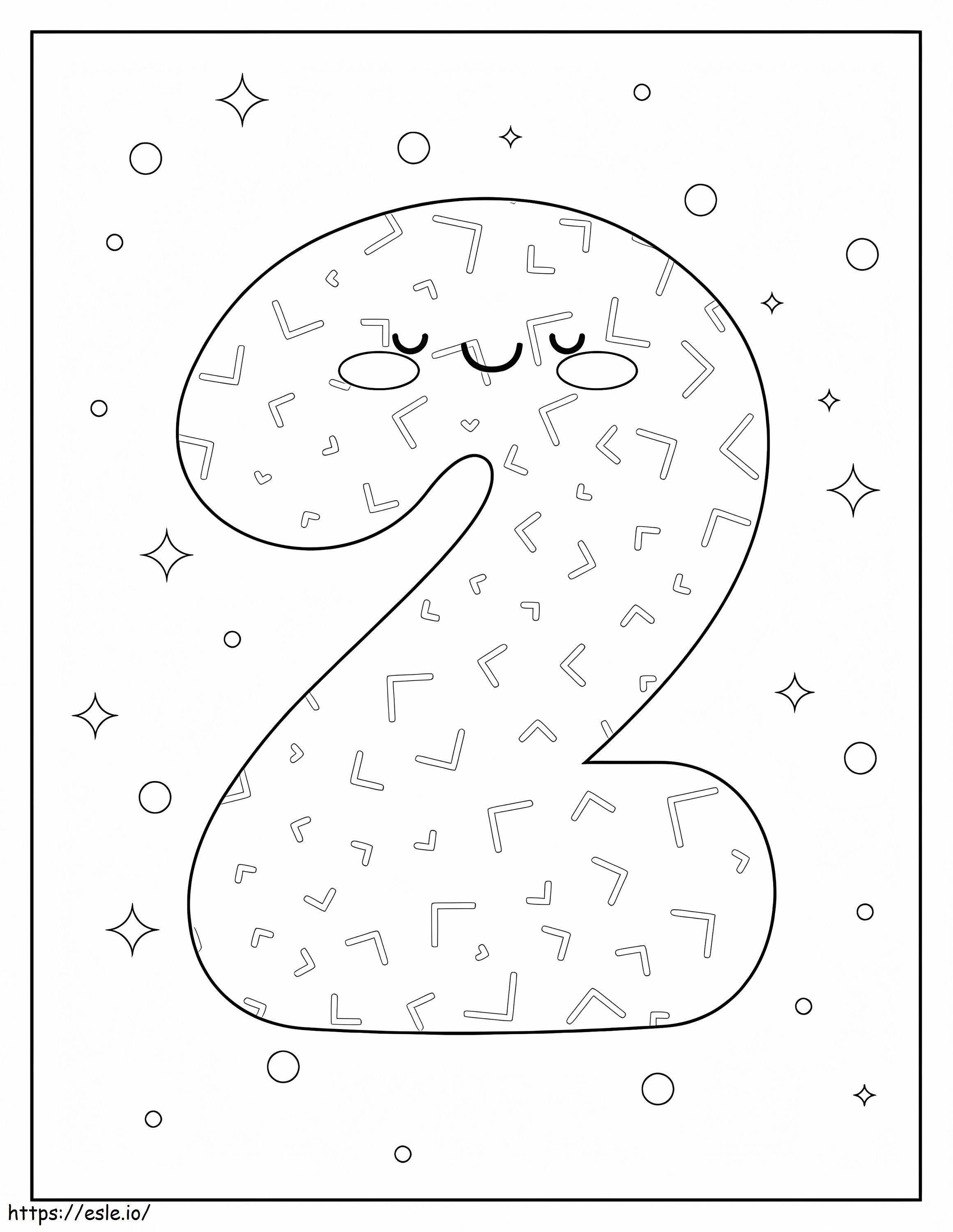 Number 2 Smiling coloring page