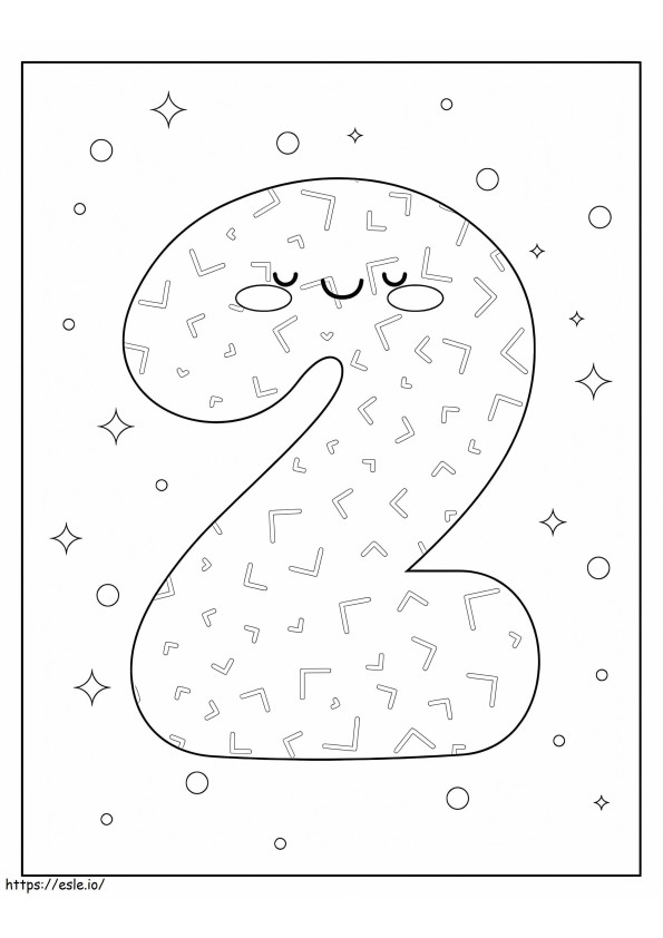 Number 2 Smiling coloring page