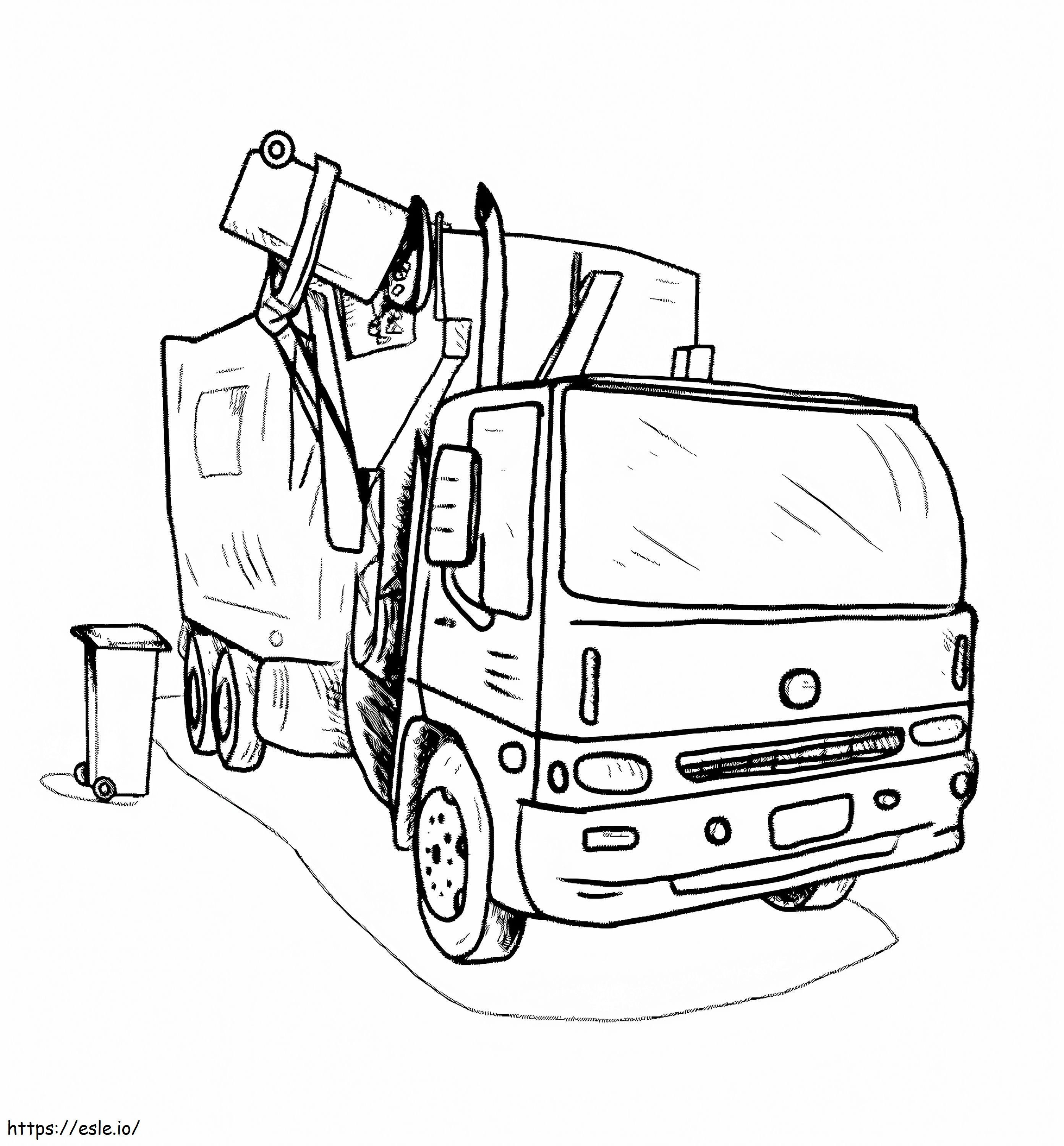Desenho de caminhão de lixo para colorir
