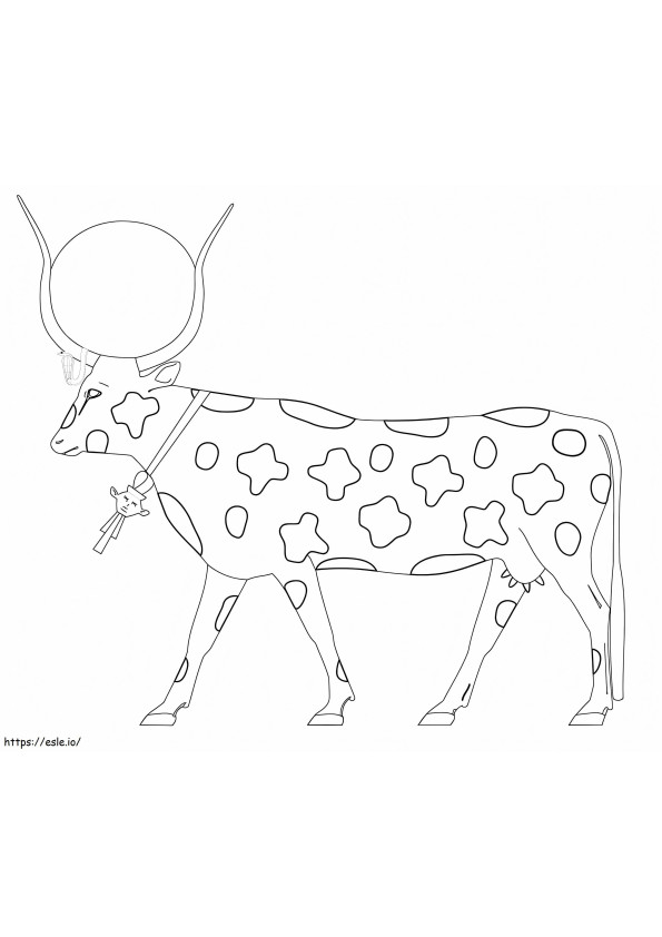 牛のハトホル ぬりえ - 塗り絵