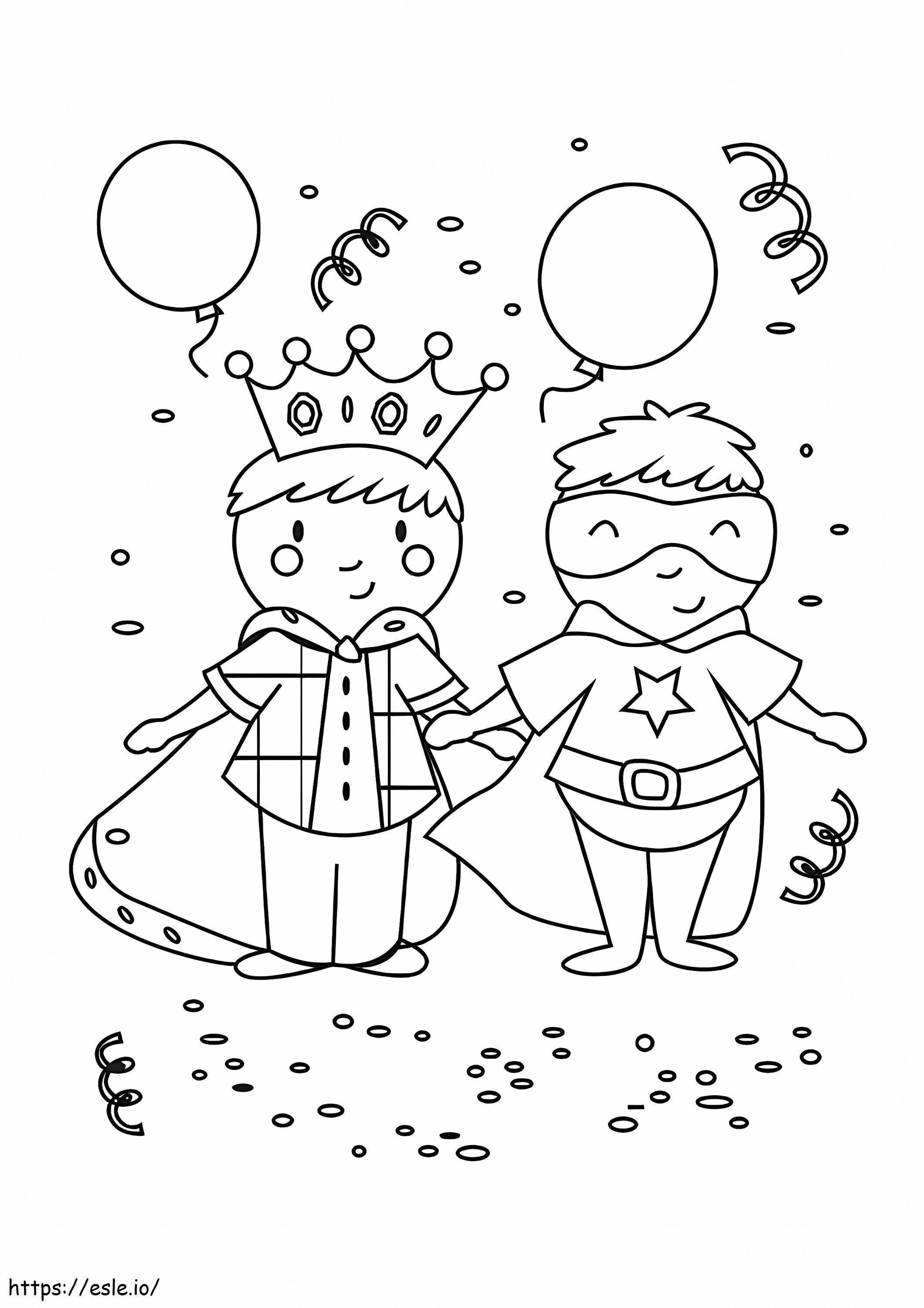 Carnival King And Superhero Costumes Coloring Page