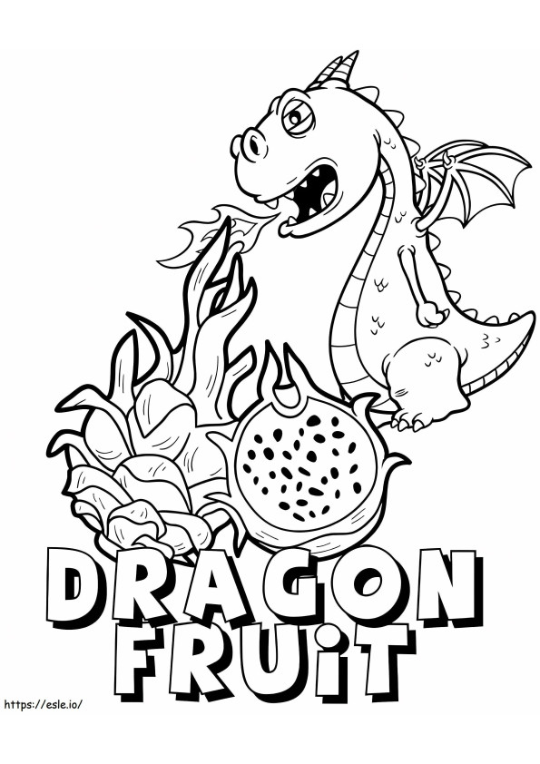 Dragón y fruta del dragón para colorear