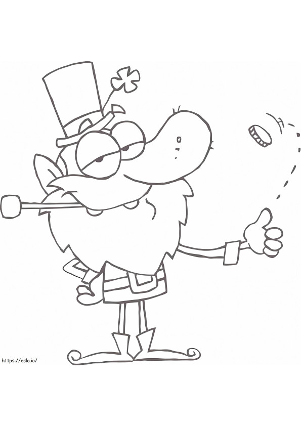 Leprechaun With A Gold Coin coloring page