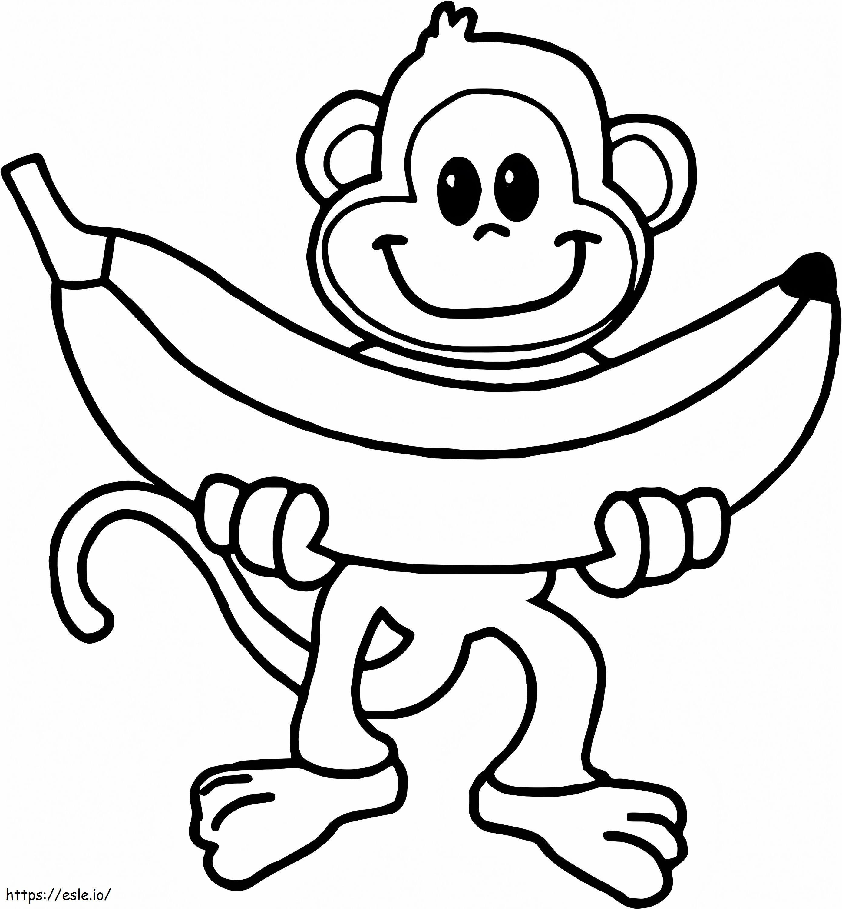 Affe hält eine große Banane ausmalbilder