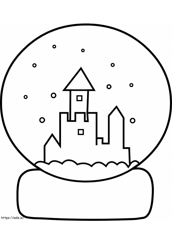 Castelo de inverno no globo de neve para colorir
