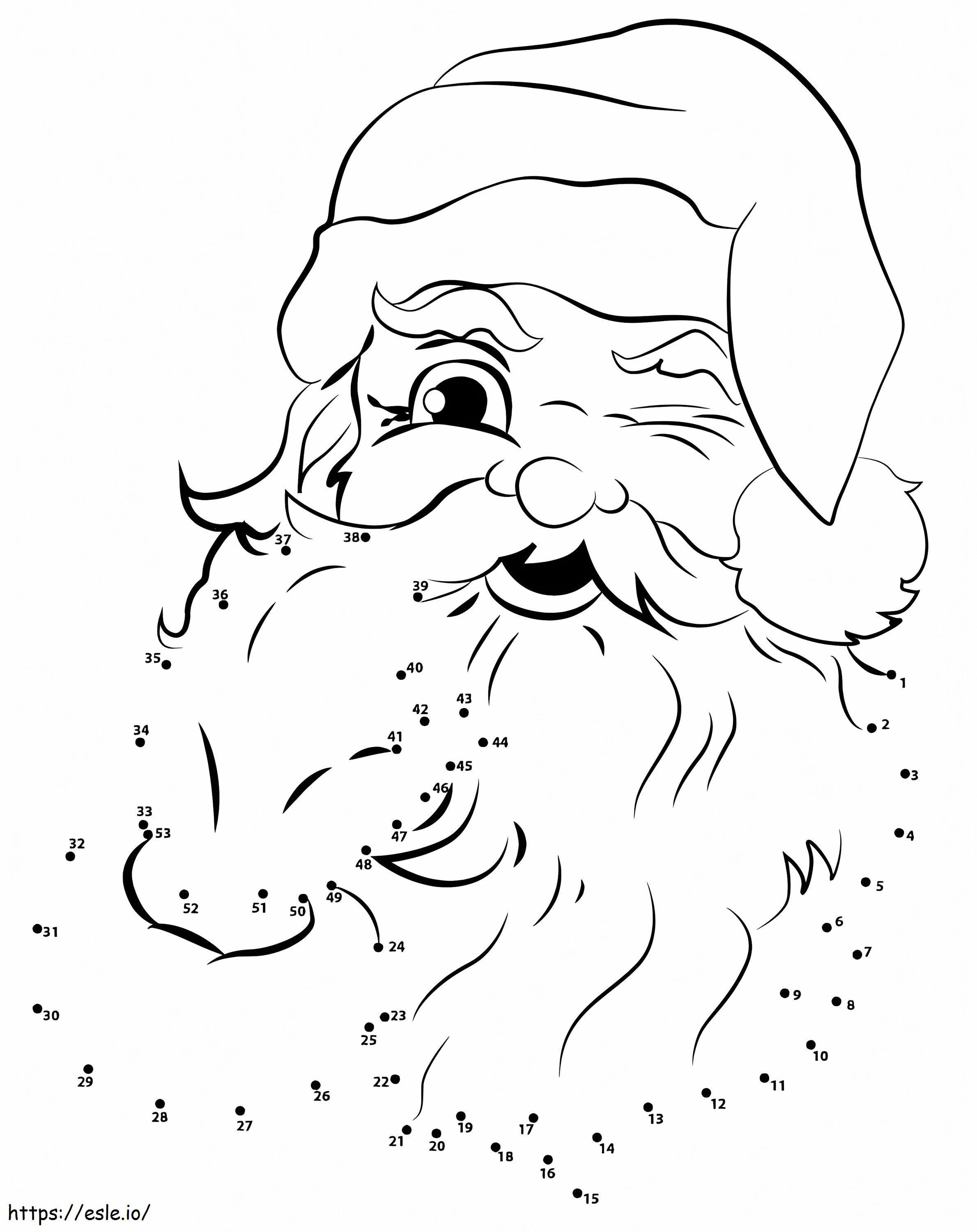 Il volto di Babbo Natale punto per punto da colorare