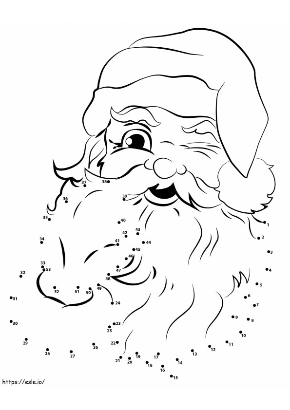 Il volto di Babbo Natale punto per punto da colorare