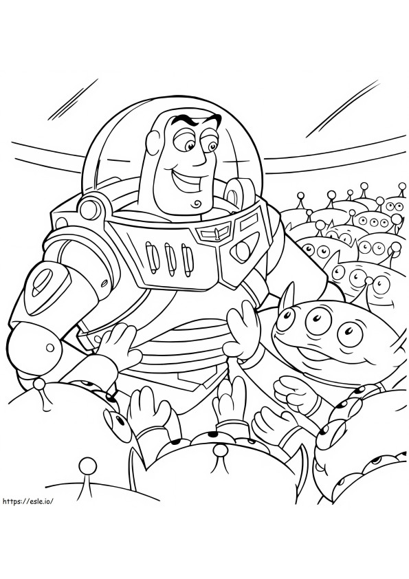 Buzz Lightyear en Extraterrestres kleurplaat