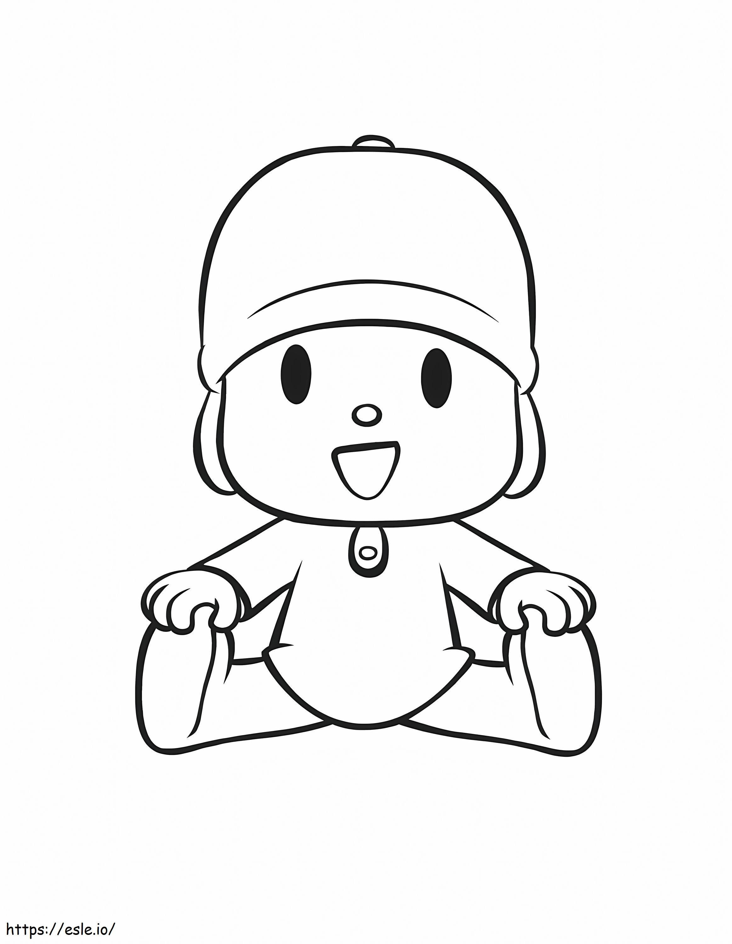 Funny Pocoyo Sitting coloring page