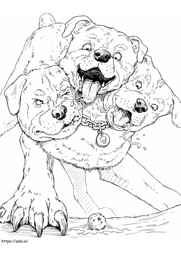 Giant Cerberus coloring page
