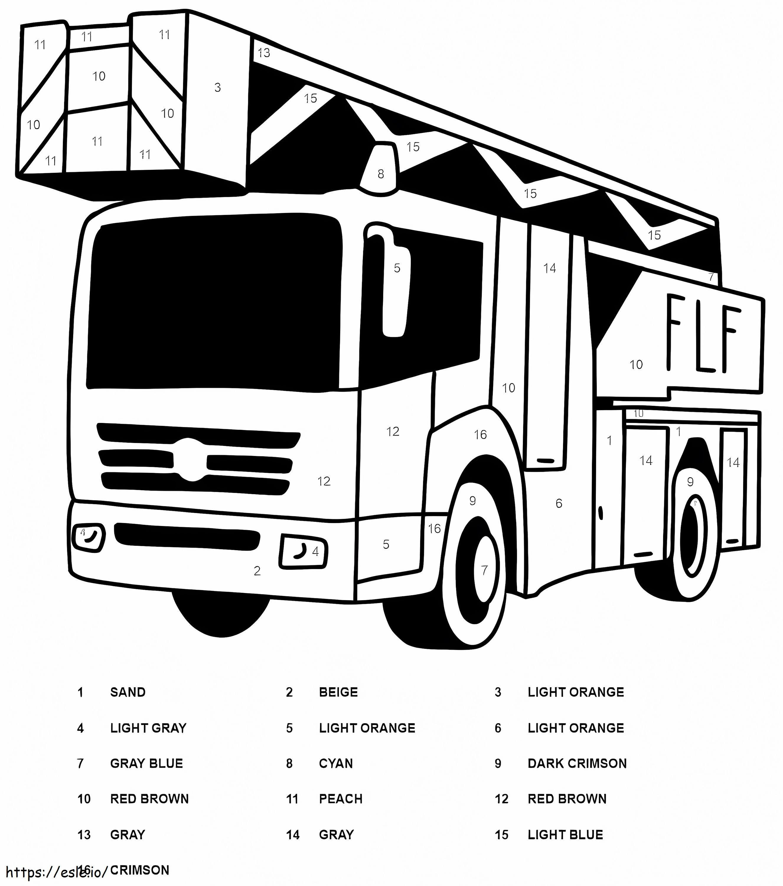Colore del camion dei pompieri della Germania per numero da colorare