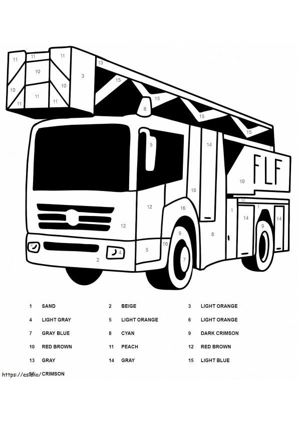 Germany Fire Truck Color By Number coloring page