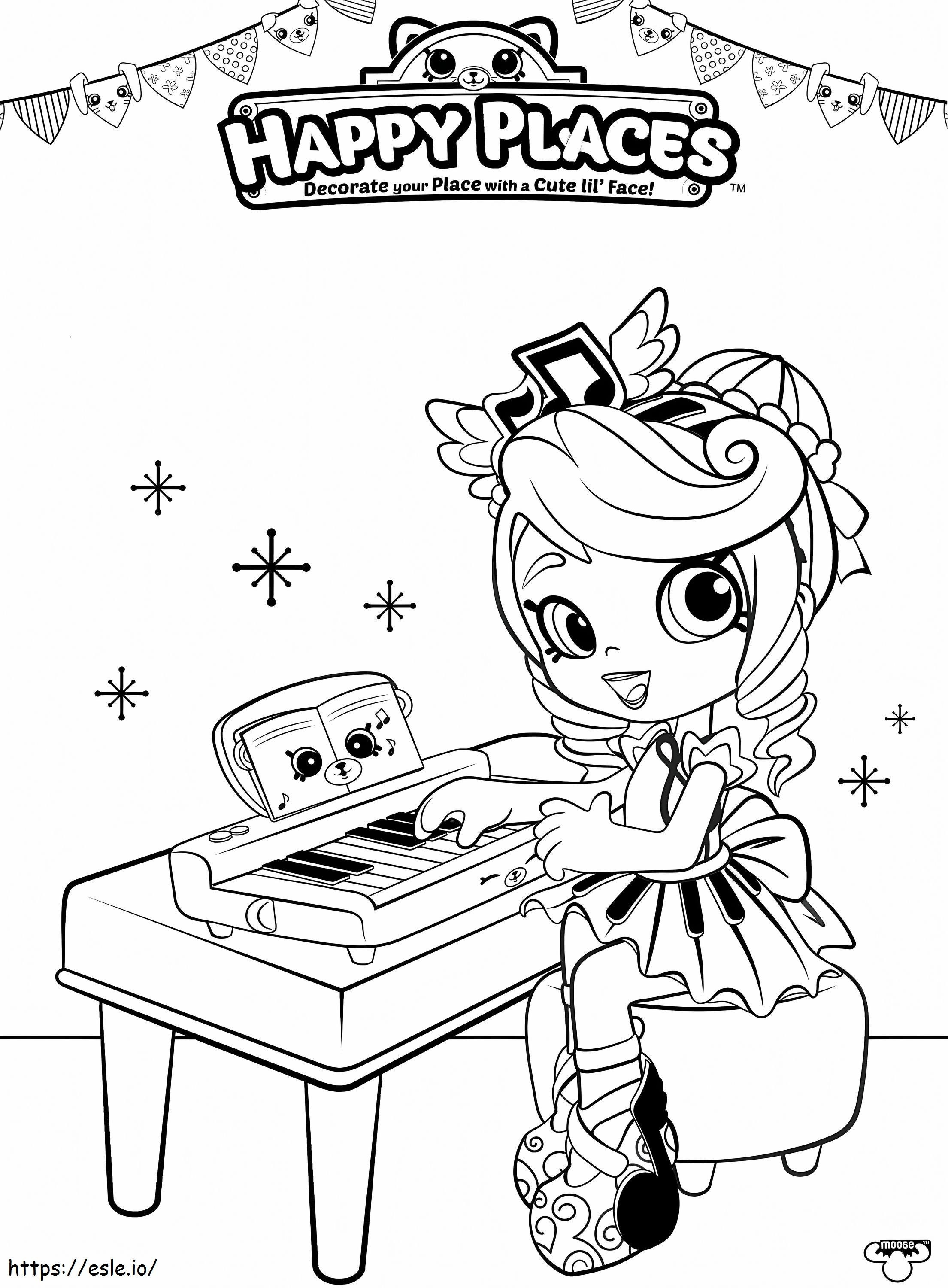 Coloriage Peppa Mint Shopkins joue du piano à imprimer dessin