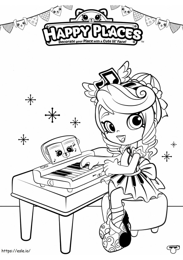 Coloriage Peppa Mint Shopkins joue du piano à imprimer dessin