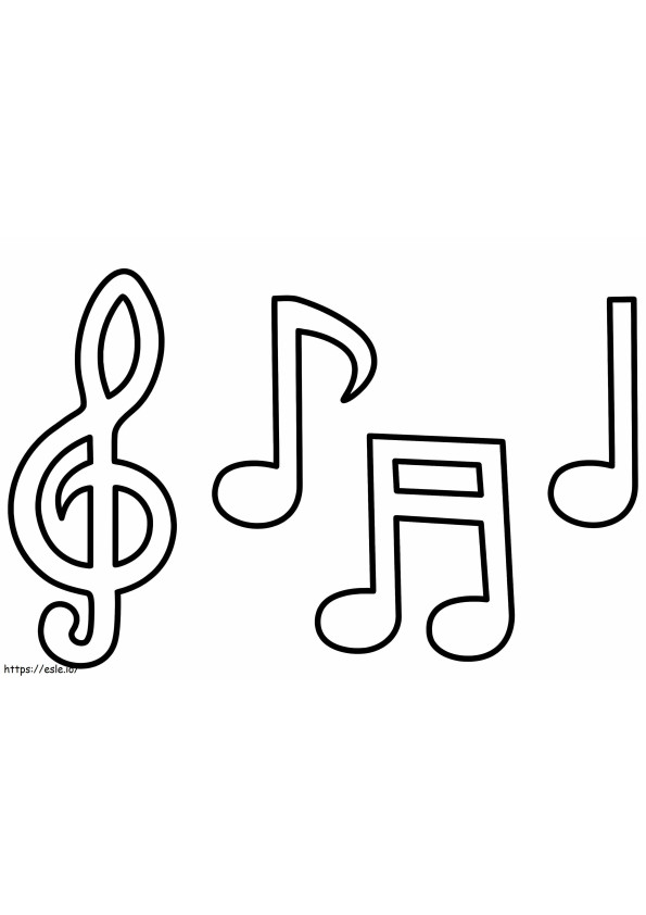 Notas musicais simples para colorir