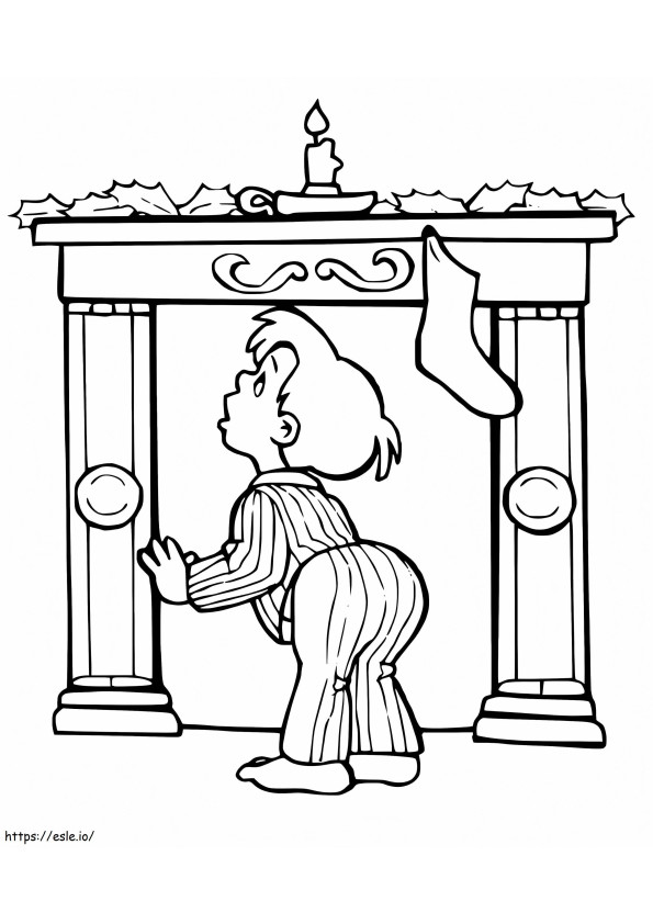 Boy And Fireplace coloring page
