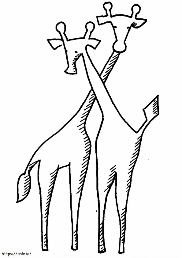 Coloriage Contour des girafes à imprimer dessin