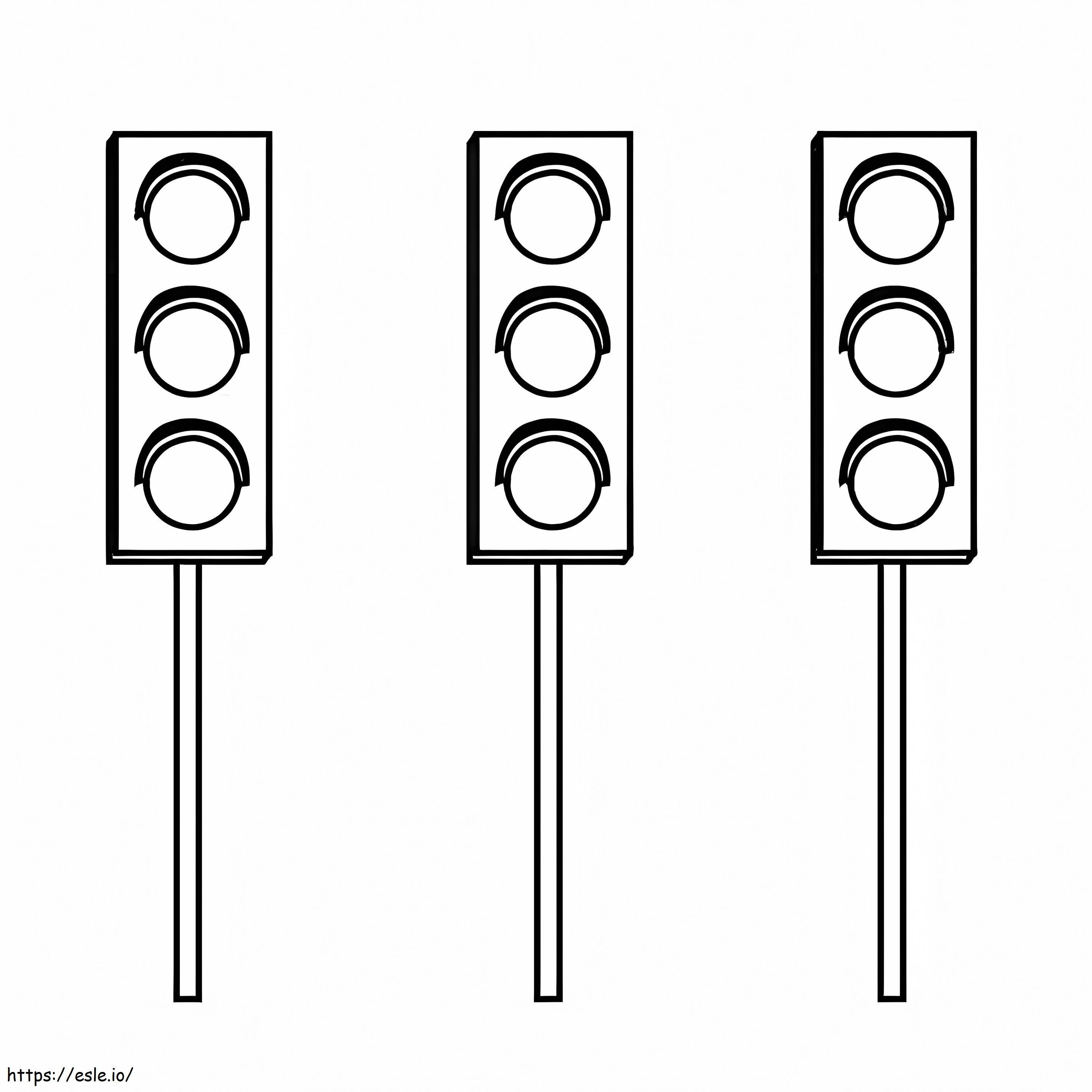 Három közlekedési lámpa kifestő