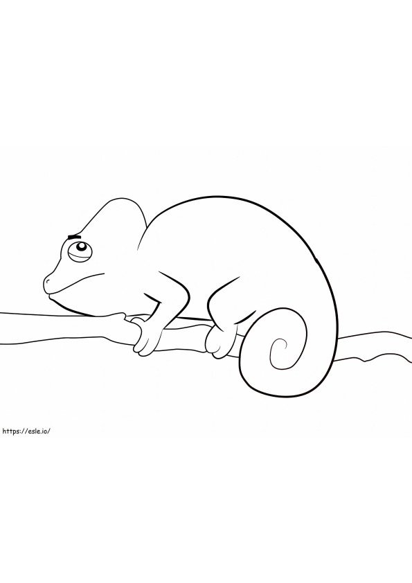 Cute Chameleon On Tree Branch coloring page