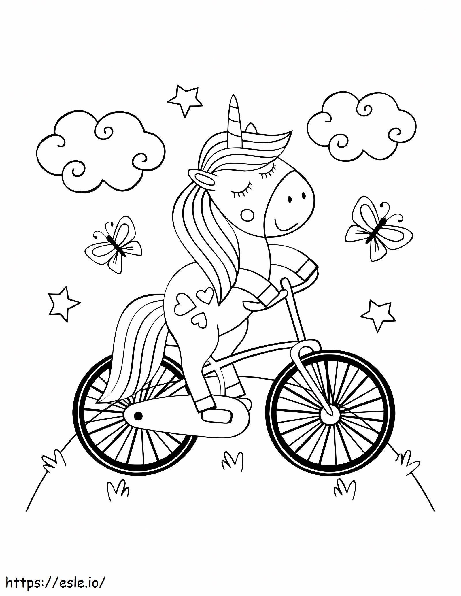 Magical Unicorn Riding Bike de colorat