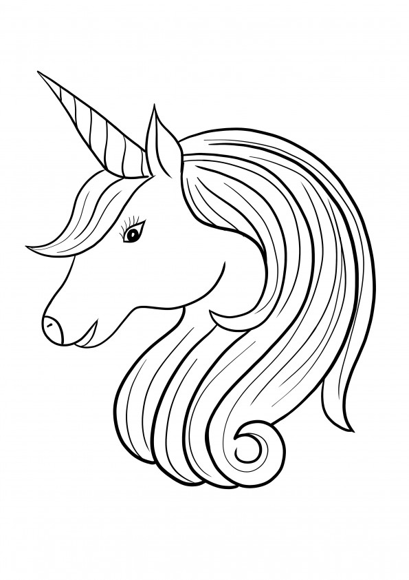 Unduh-cetak dan warna kepala unicorn