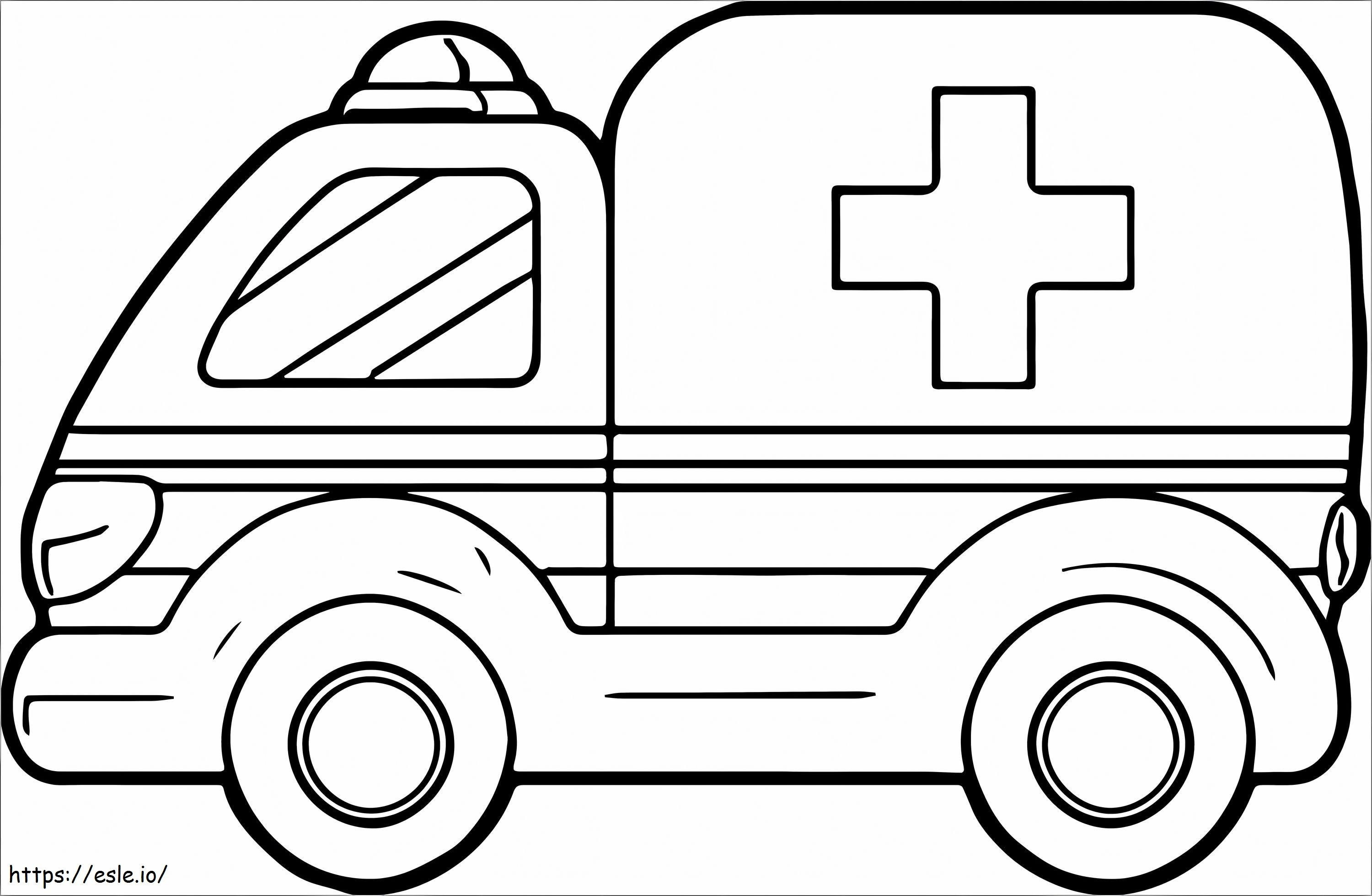 Coloriage Ambulance de dessin animé à imprimer dessin