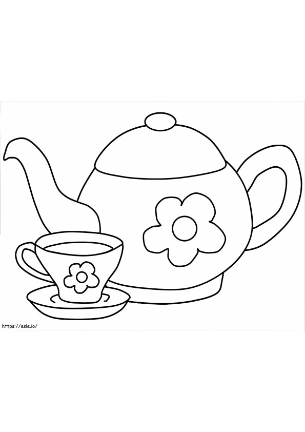 Teekanne und Tasse ausmalbilder