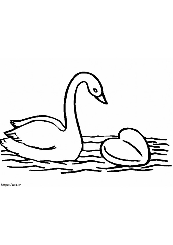 Swan With Heart coloring page
