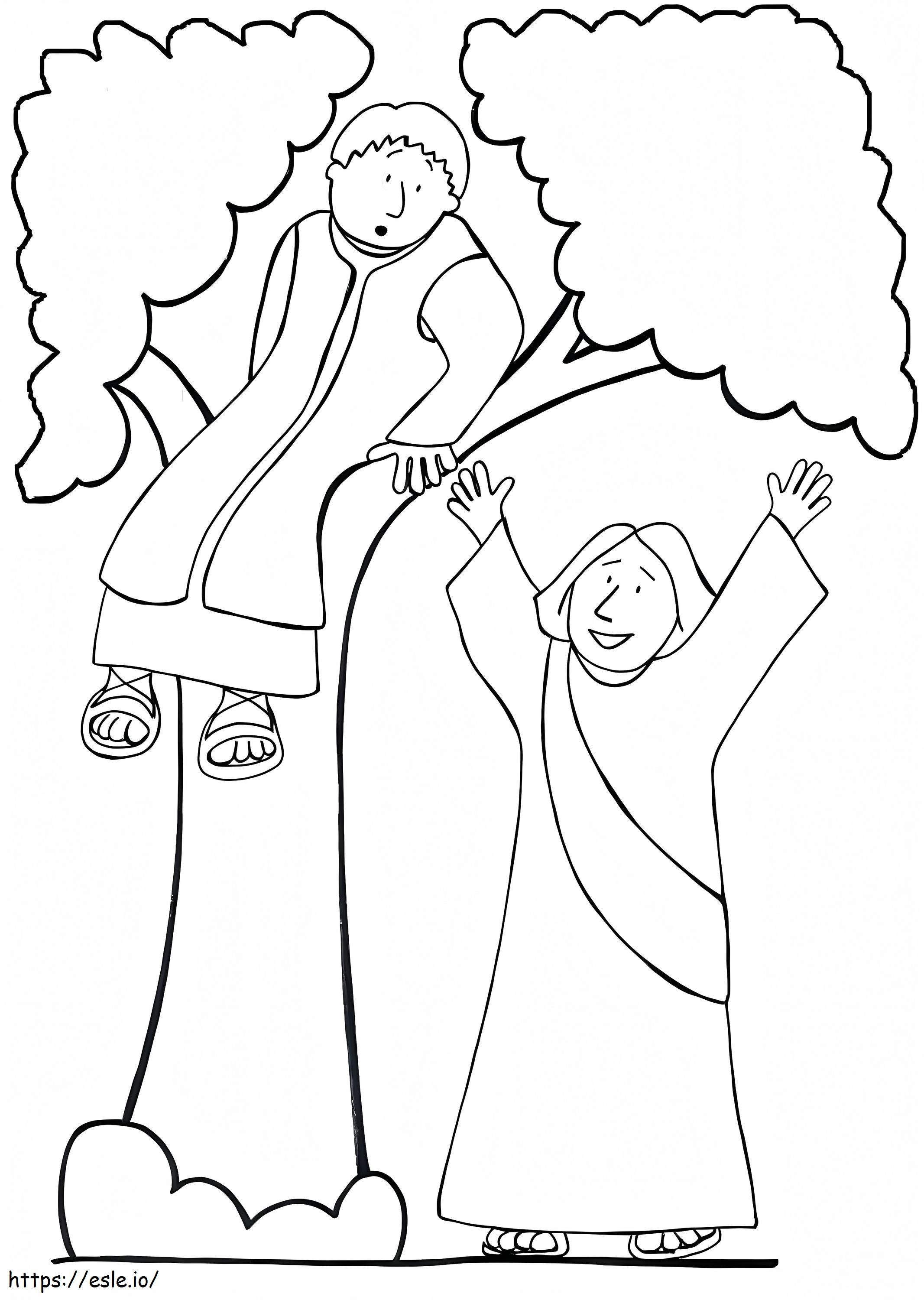 Zacchaeus On Tree Cartoon coloring page