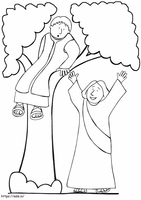 Zacchaeus On Tree Cartoon coloring page