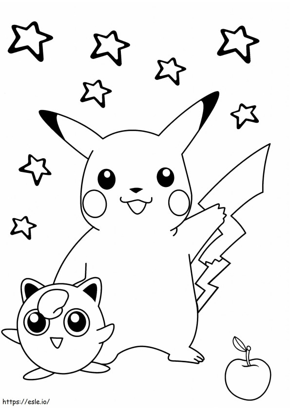 Big Pikachu And Little Jigglypuff coloring page