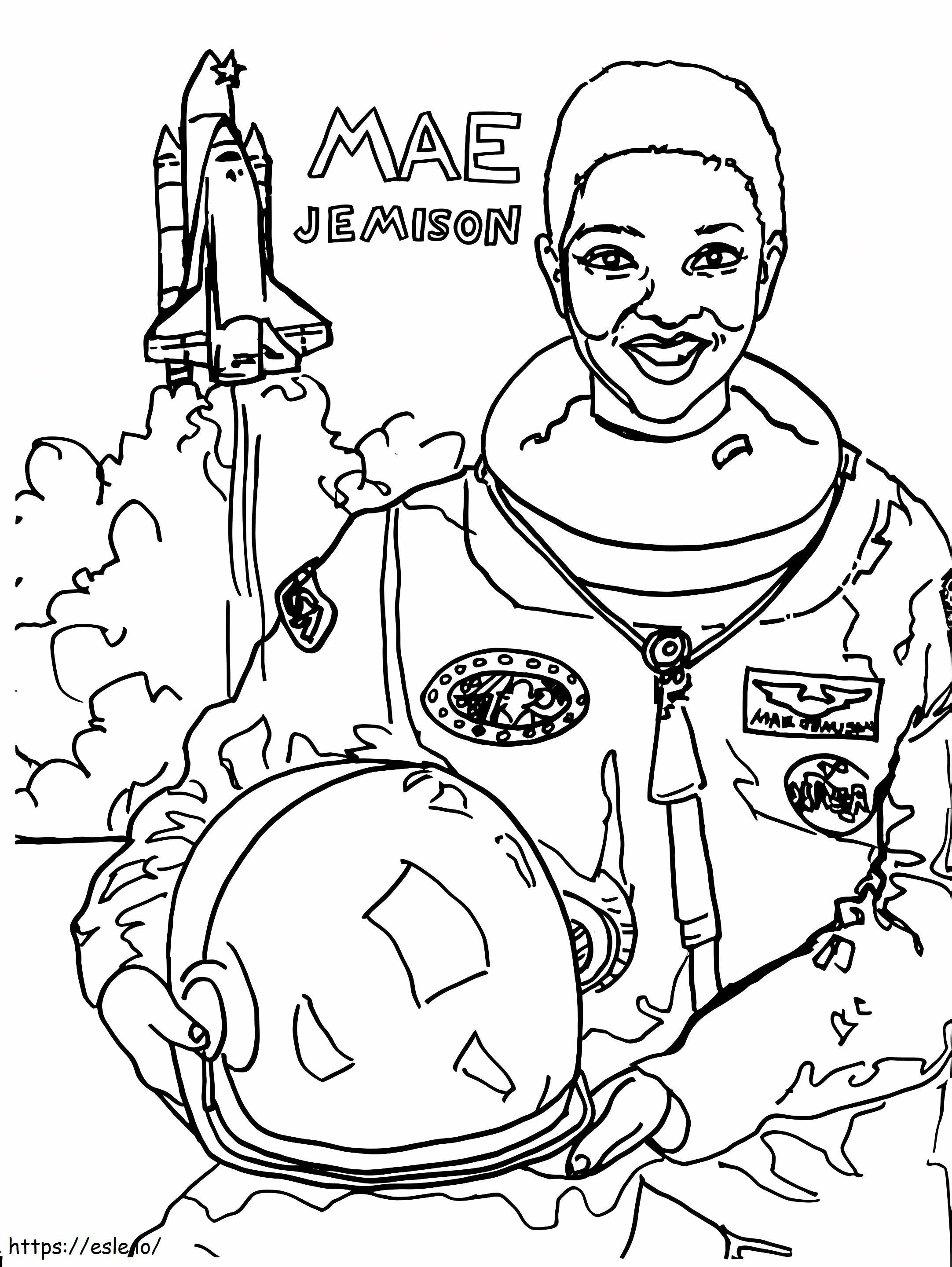 Smiling Mae Jemison coloring page