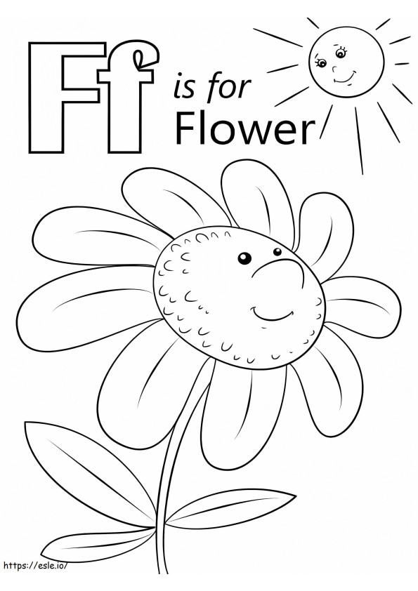 Letra floral F para colorir