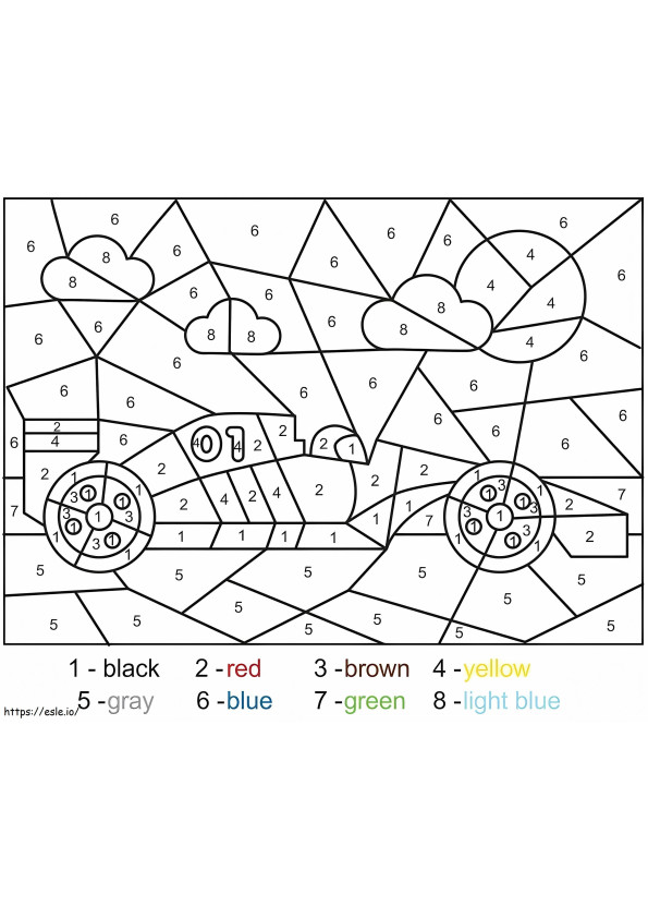 Coloriage Couleur de voiture de course par numéro à imprimer dessin