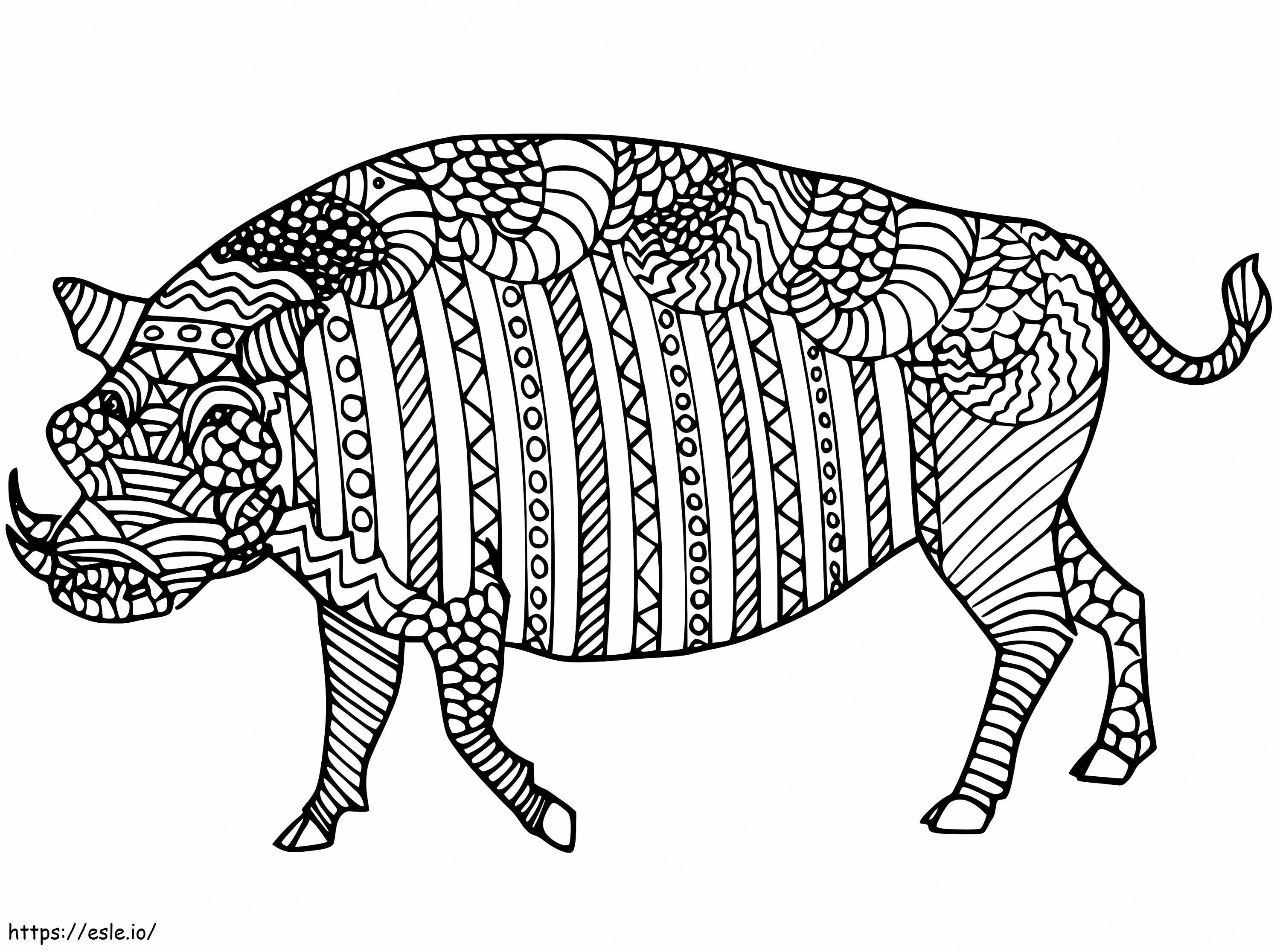 Zentangle Warthog coloring page
