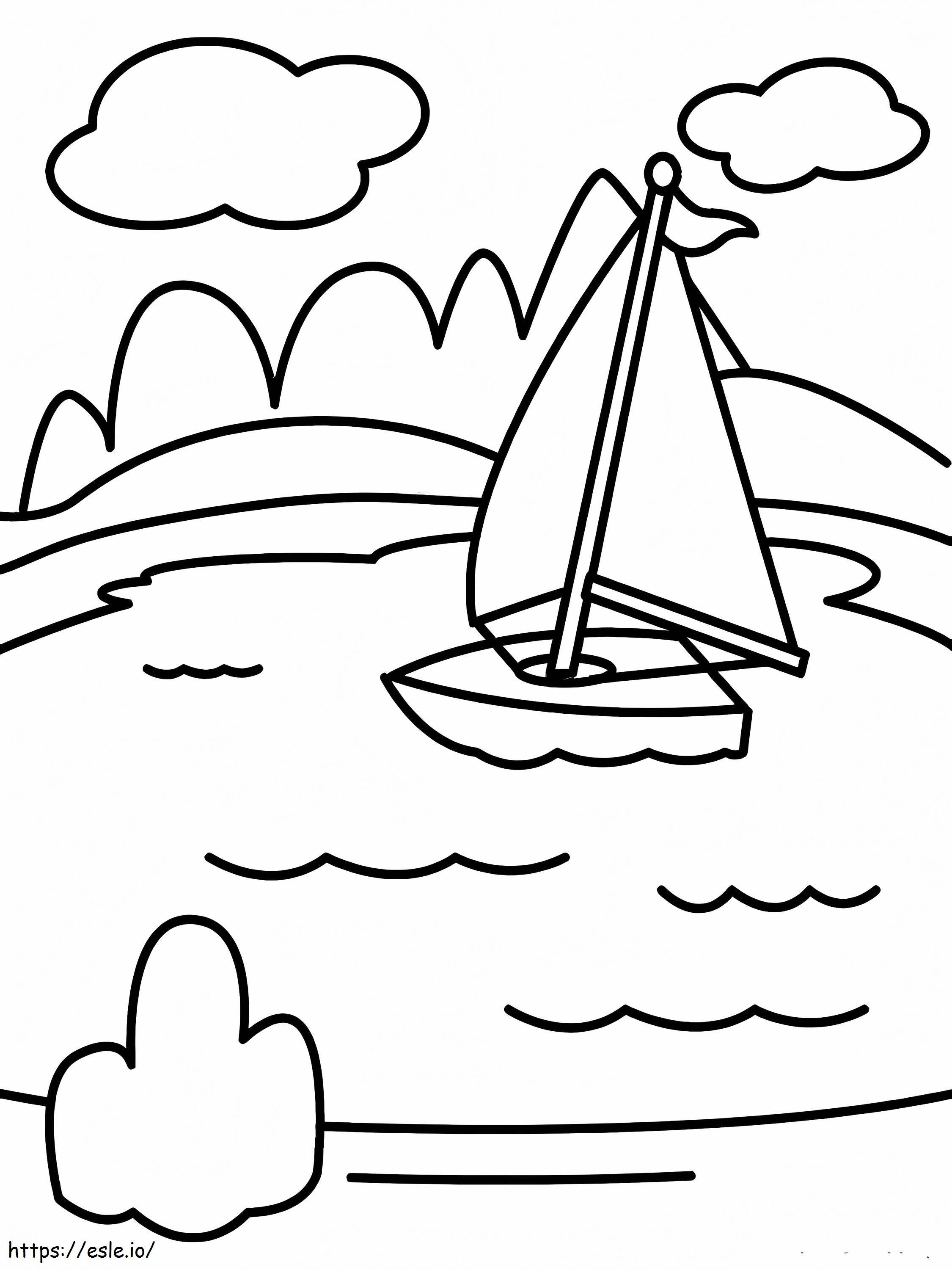 Piccola barca a vela da colorare