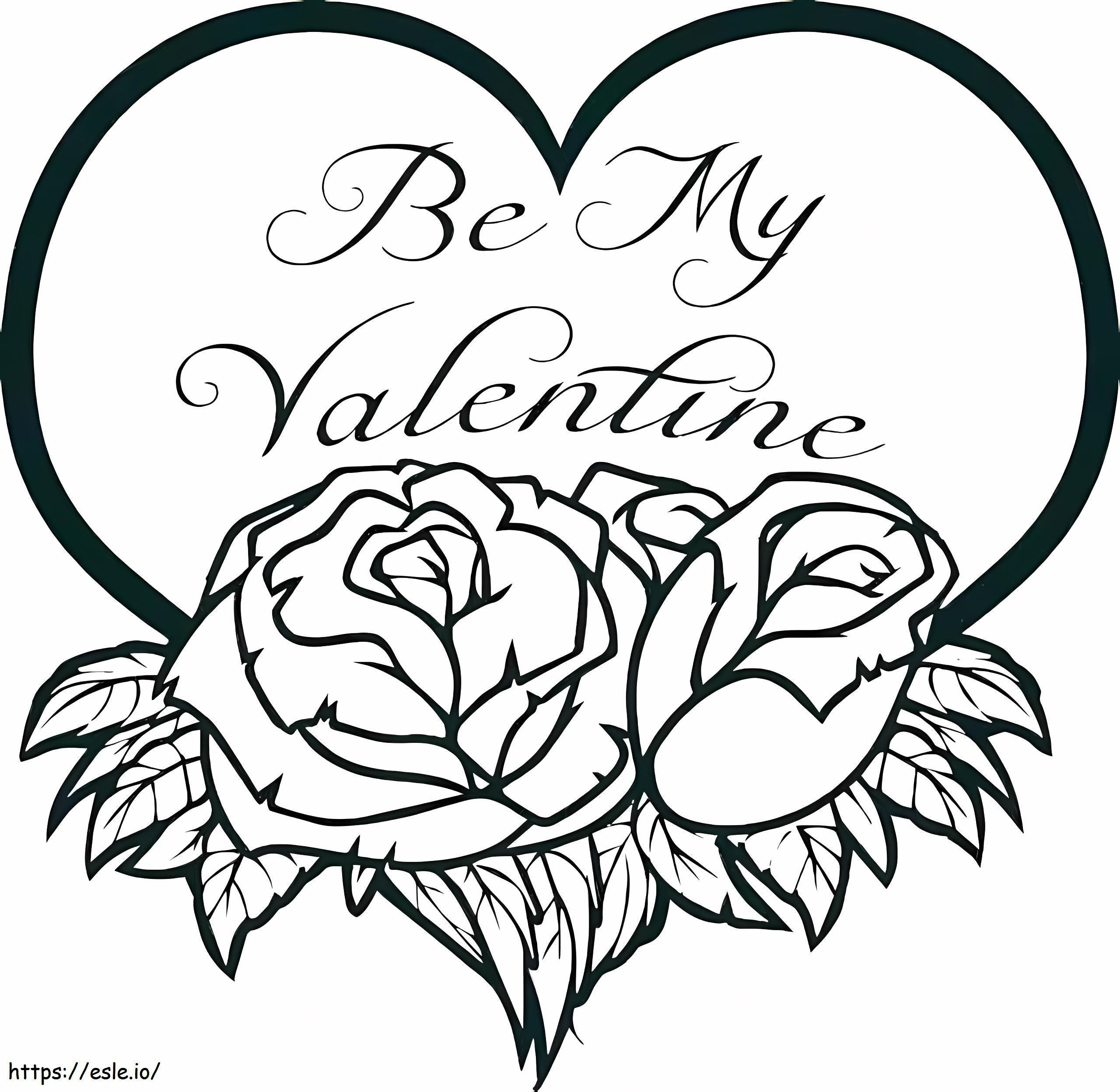 Roses And Heart coloring page