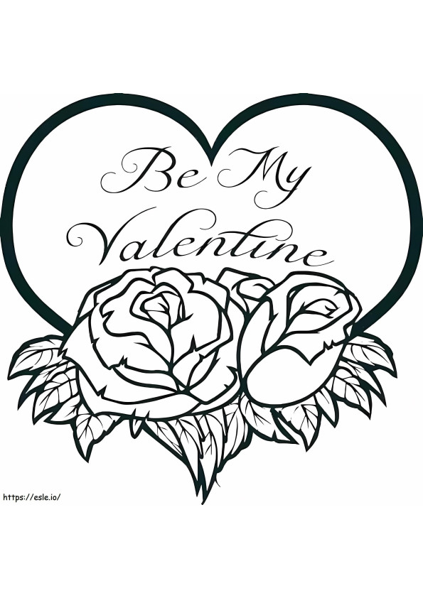 Roses And Heart coloring page