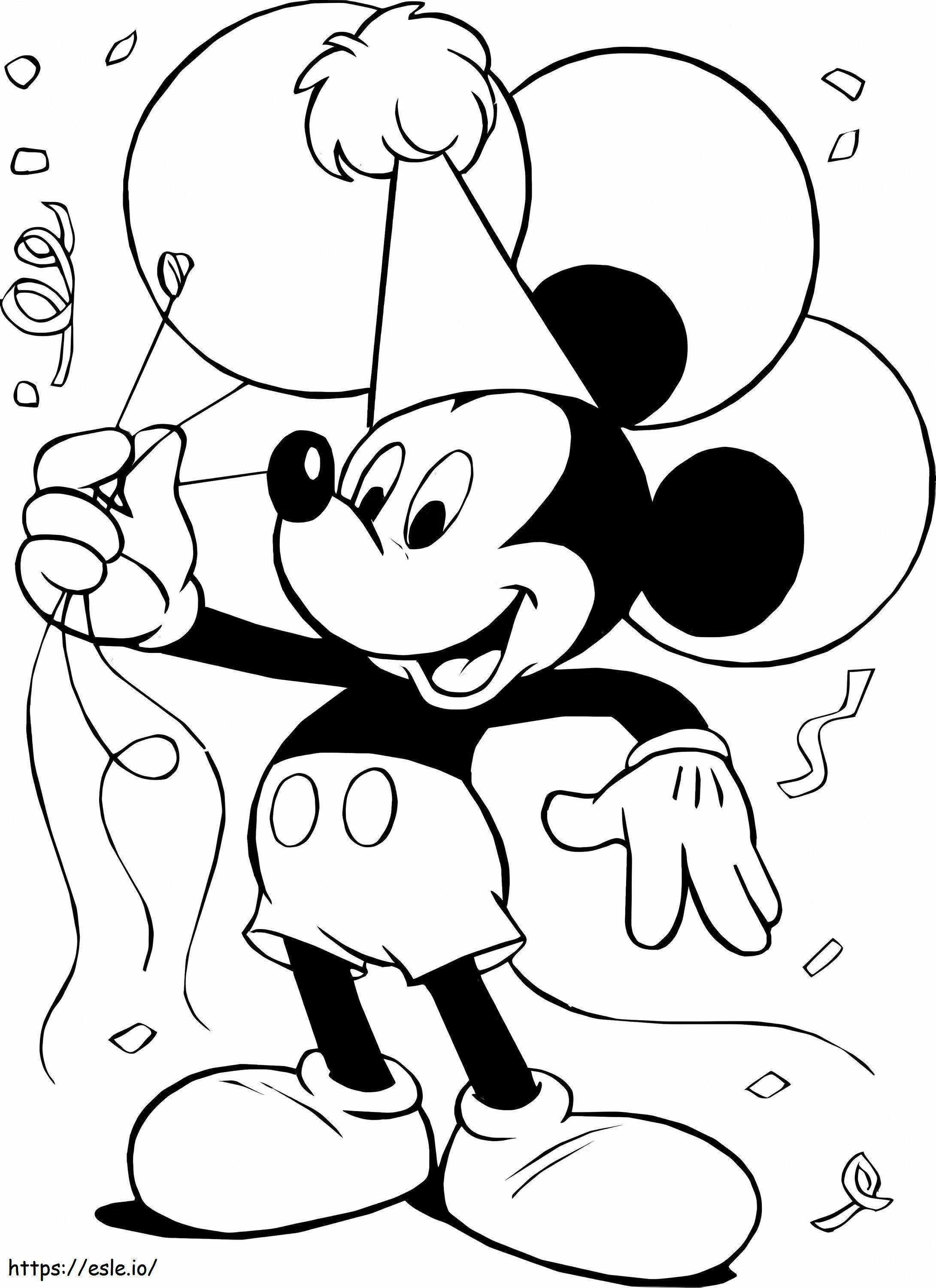 Mickey Mouse op verjaardagsfeestje kleurplaat kleurplaat