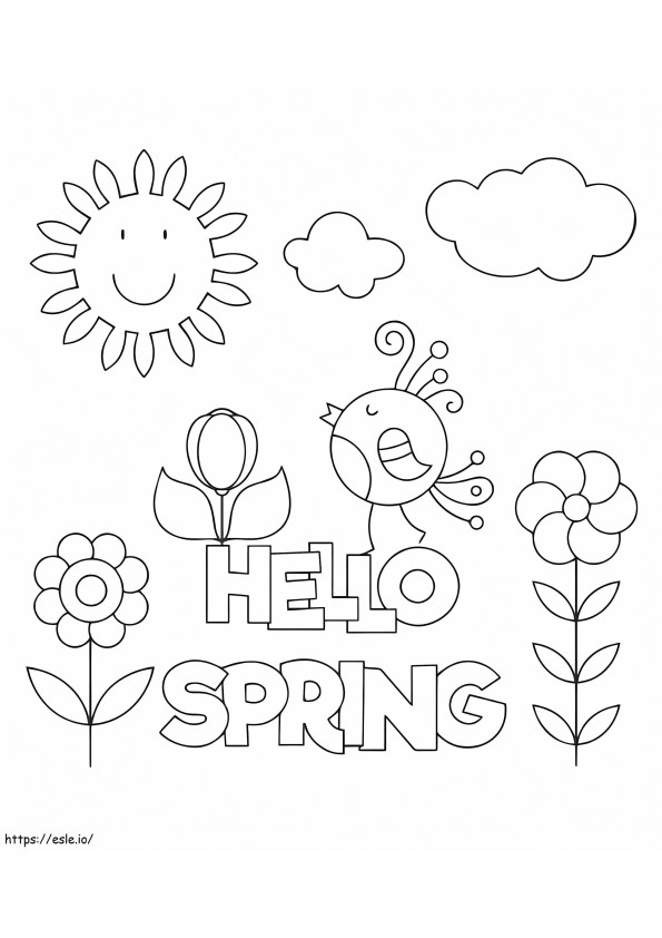 Hello Spring coloring page